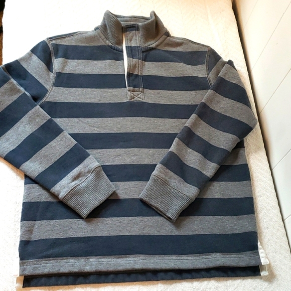Mini Boden Boys Gray Stripe Henley Pullover Sweatshirt, 11-12Y - Picture 6 of 11